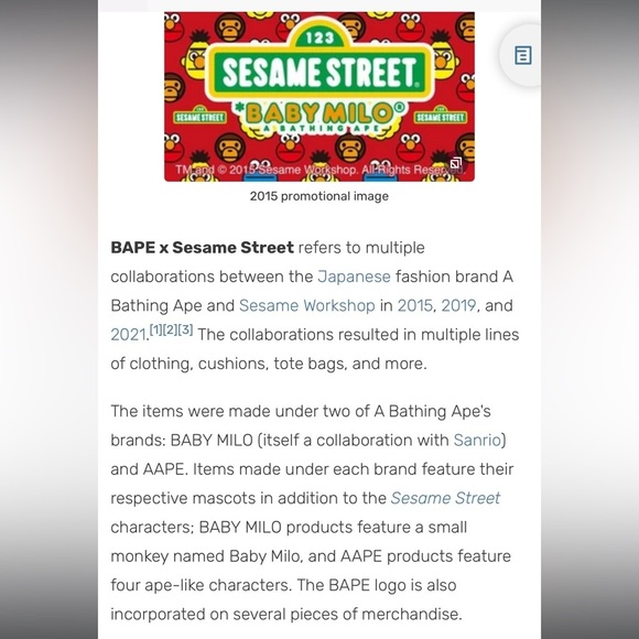 ๐HOST PICK x 2๐ BAPE x Baby Milo x Sesame Street Limited Edition Tee, Red, Small - Picture 14 of 15